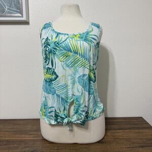 Rebellious One Tropical Print Tie-Front Tank Top XL